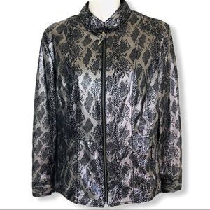 Chicos Black Gold Metallic Snakeskin Jacket